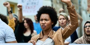 Woman participating of Hands Off Protests Nationwide