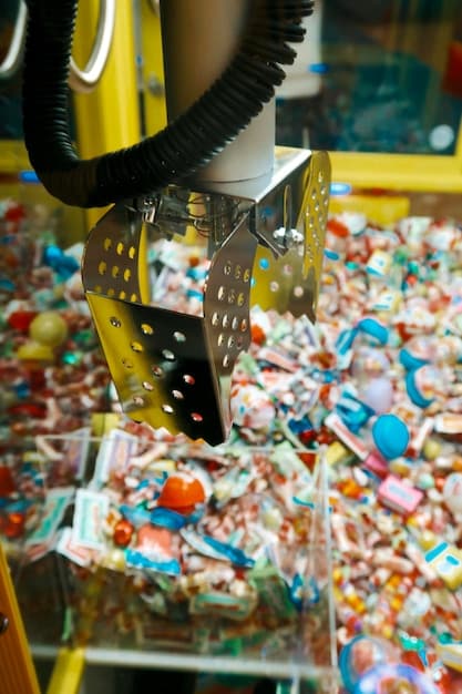 Interior of a recycling plant showcasing advanced optical sorting machinery separating different colored plastics on a conveyor belt. The image highlights the precision and efficiency of the sorting process.