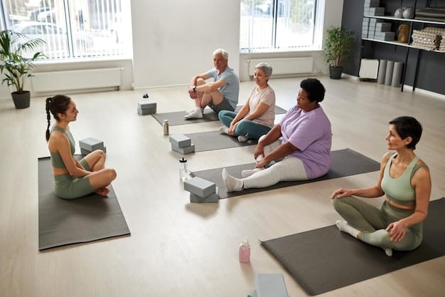 An older adult participating in a chair yoga class, demonstrating gentle and effective muscle-strengthening exercises.