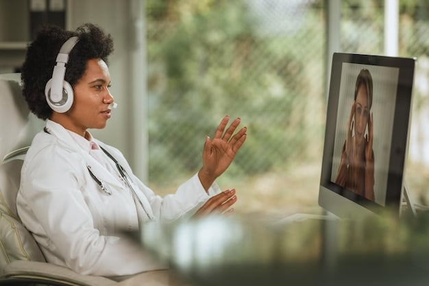 A doctor using telemedicine to consult with a patient in a remote area. The patient is speaking with the doctor through a tablet, showcasing the power of technology to extend healthcare services to underserved populations.