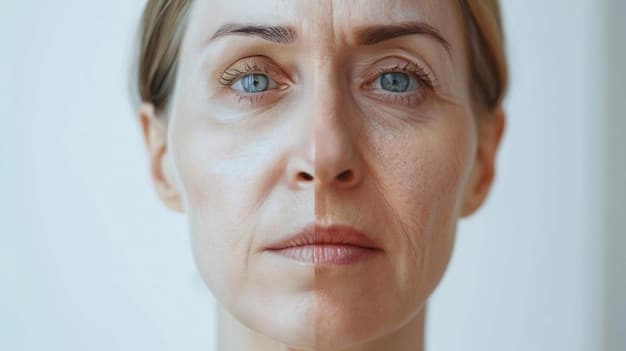 A split image showing two faces. On the left is the 