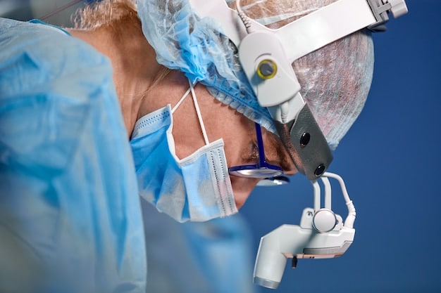 A surgical scene capturing a surgeon using ultrasonic instruments during a rhinoplasty procedure, with a close-up view of the precision and minimal invasiveness of the technique. The background includes medical monitors displaying real-time imaging and navigation data.