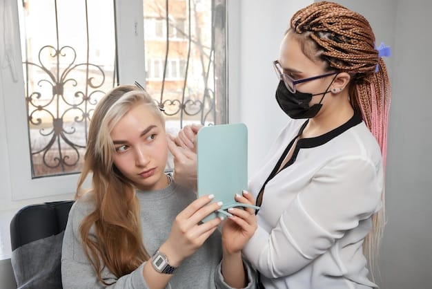 A new patient consulting with a dermatologist, reviewing before-and-after photos of previous Botox treatments, symbolizing a clinic switch.