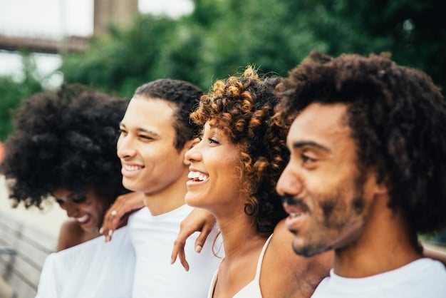 A diverse group of people, spanning various ages and ethnicities, smiling and looking confident in a park setting, depicting the universal desire for natural aesthetic enhancement.