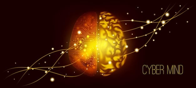 A brightly lit, intricate neural network visualization in the human brain, depicted with glowing connections, representing enhanced cognitive function and health, set against a dark, technologically advanced background.