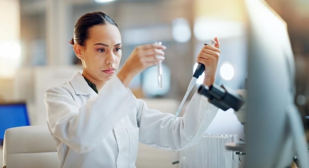 A scientist in a laboratory conducting tests on anti-aging supplement samples, with advanced equipment and precise measurements visible, symbolizing stringent quality control.