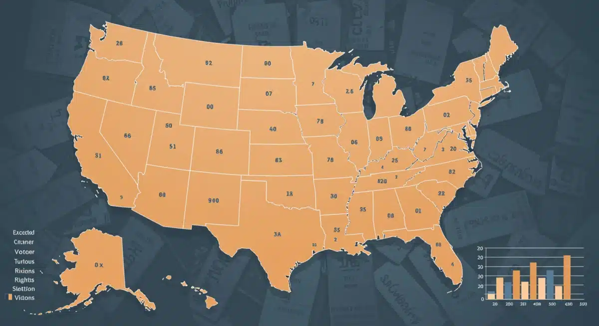 US map illustrating projected voter turnout changes in 2026