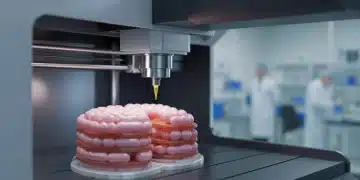 3D bioprinter creating a human organ in a laboratory setting
