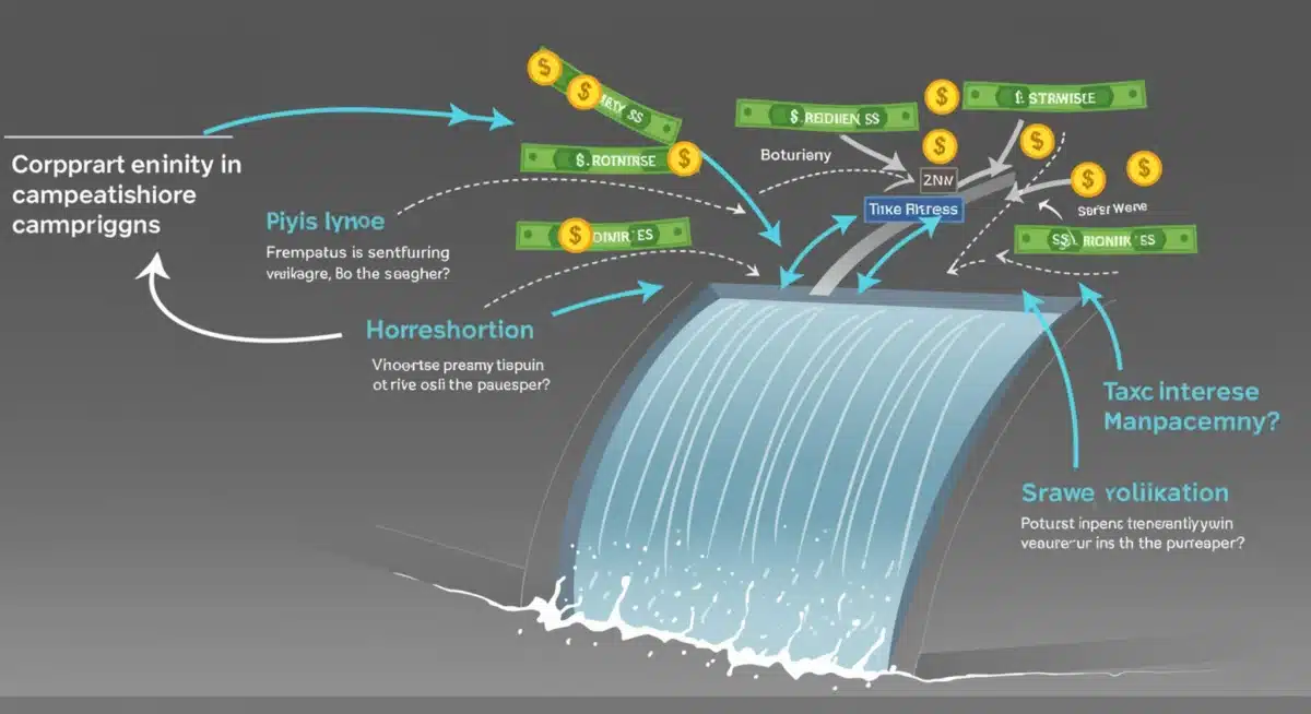 Corporate money flowing into campaigns, tax increase as a barrier to influence.