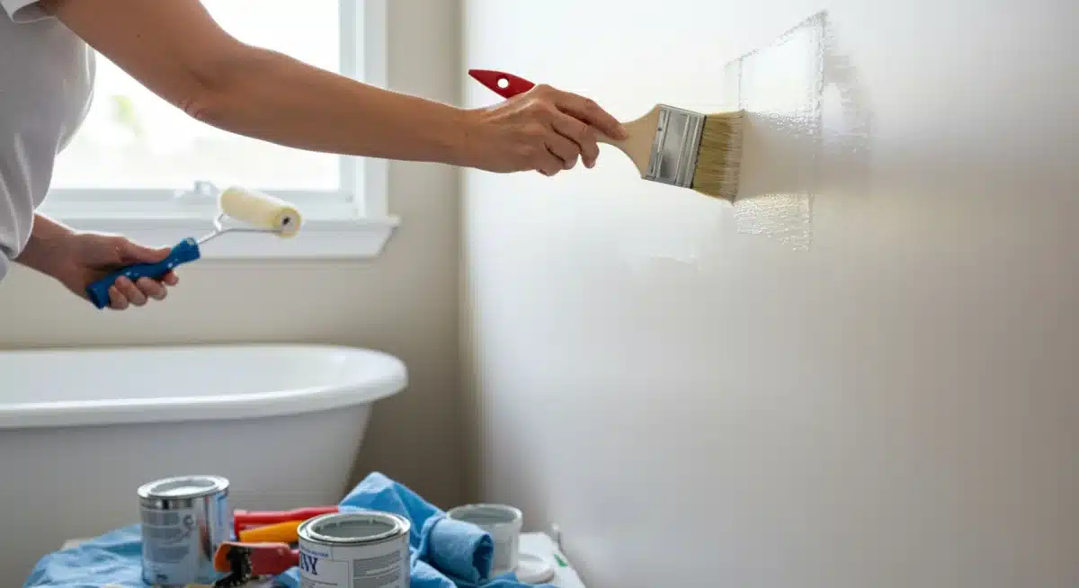DIY bathroom painting for budget renovation