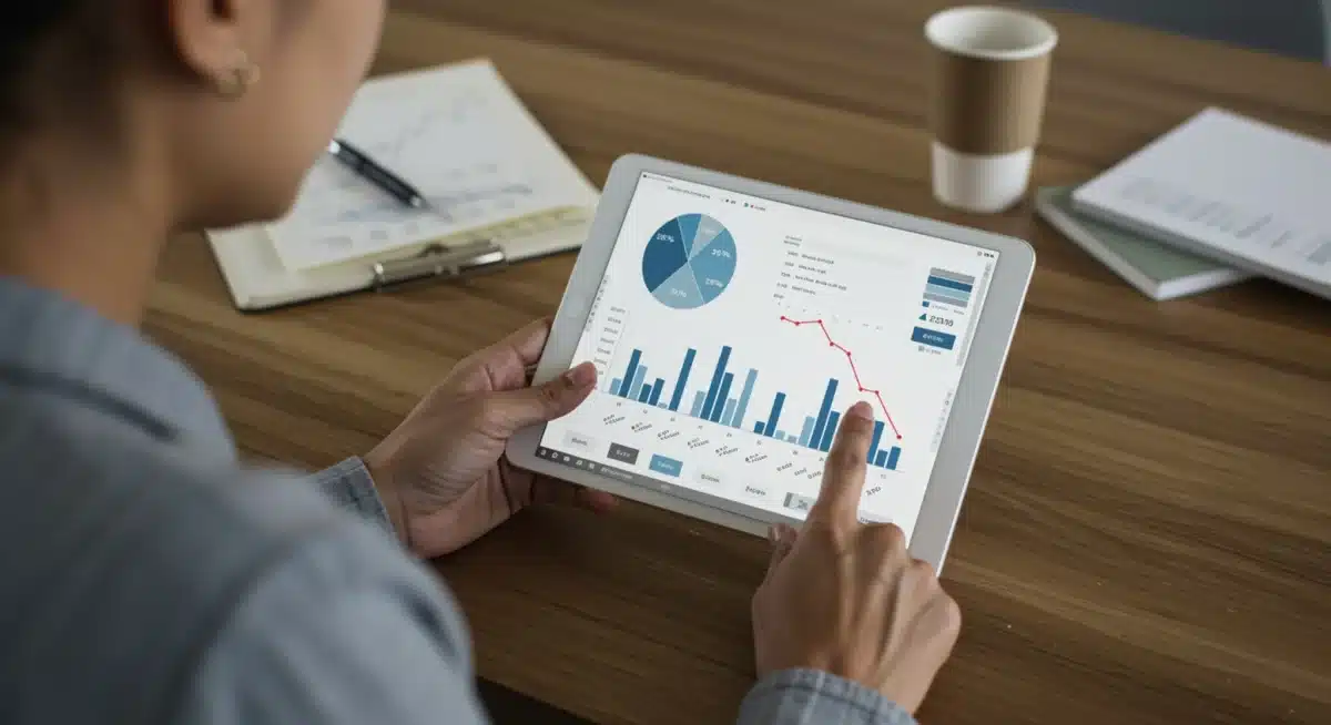 Person analyzing financial dashboard showing economic adjustments to inflation.