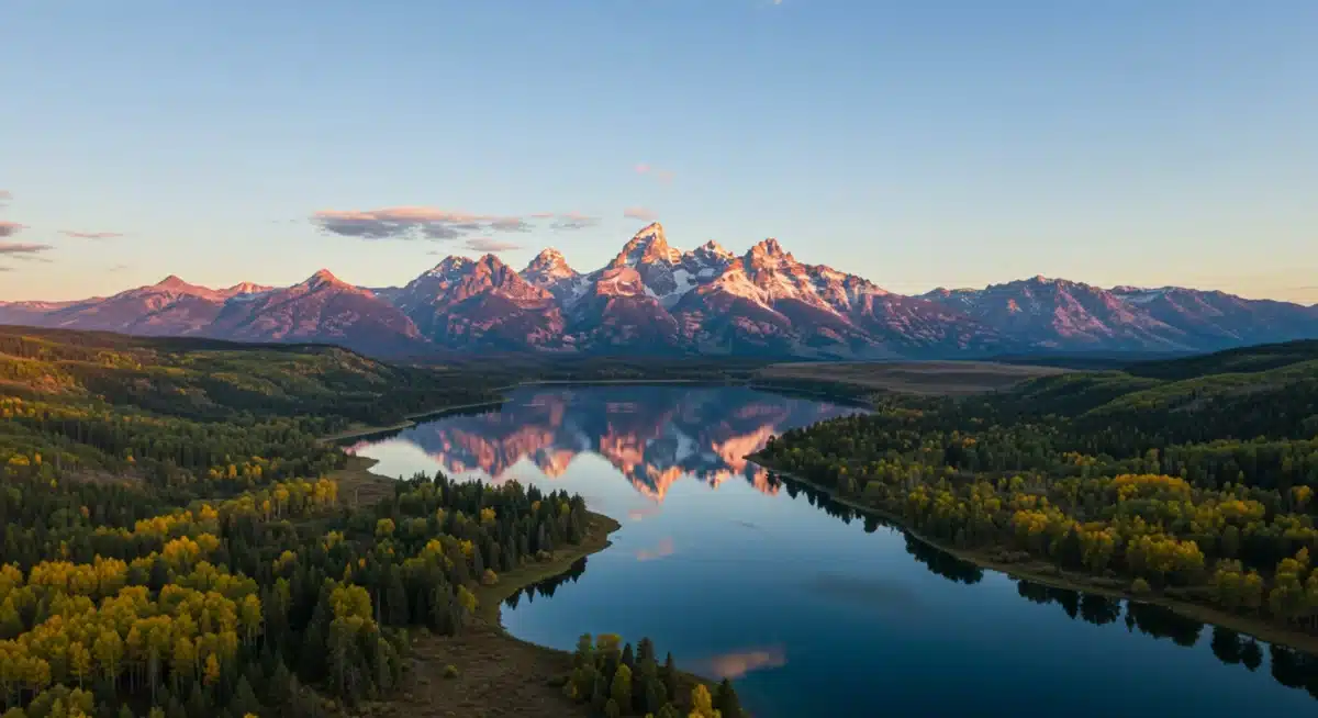Majestic Grand Teton National Park mountains reflecting in a clear lake, ideal for nature lovers.