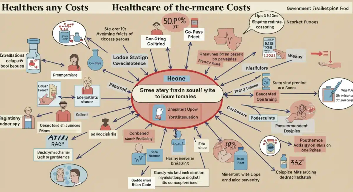 Infographic showing the intricate factors contributing to healthcare costs.