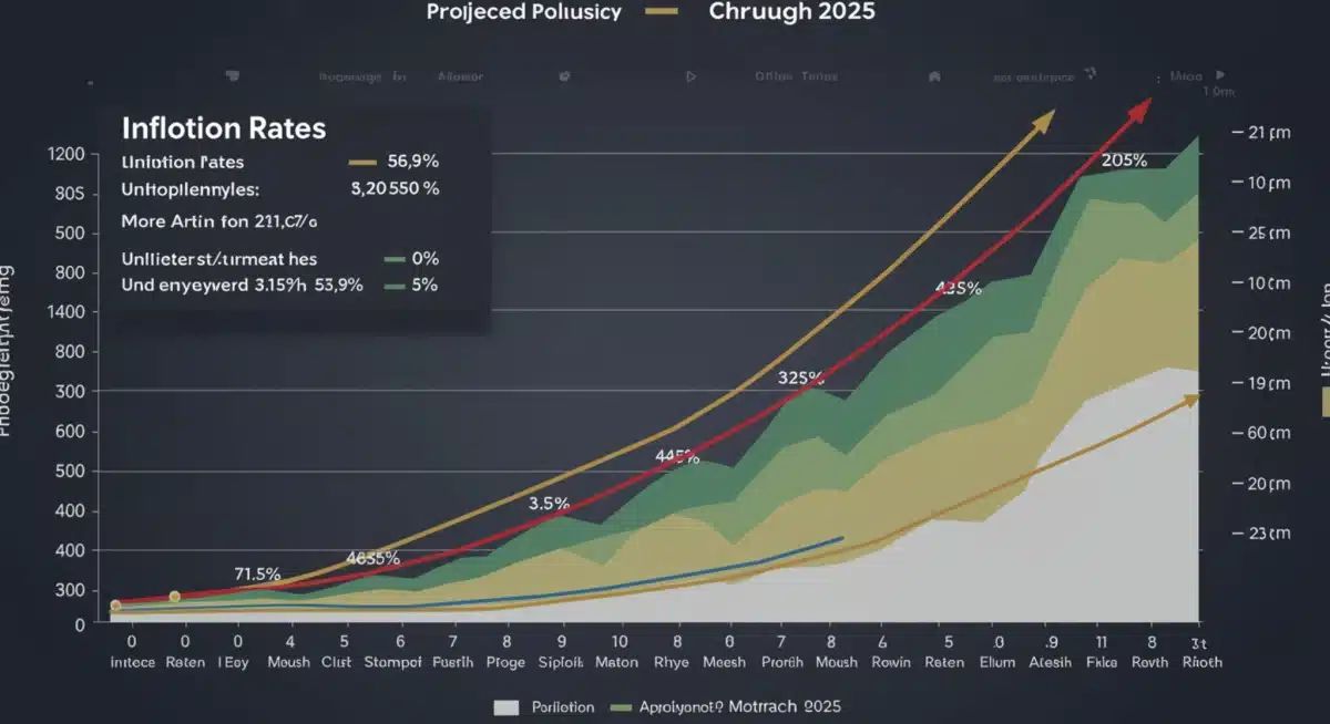 Projected inflation and unemployment trends chart for 2025 in the US