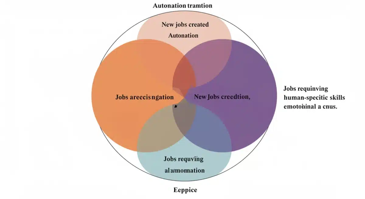 Venn diagram showing job categories in an automated economy, highlighting human-centric roles.