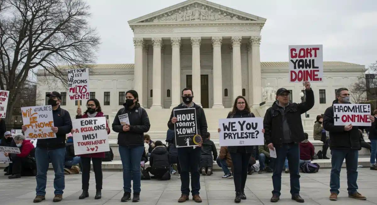 Diverse protest outside Supreme Court, reflecting public policy concerns