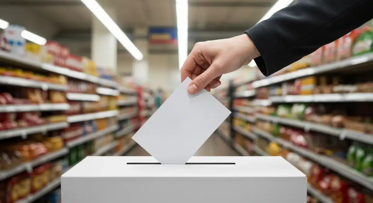 Voter casting ballot reflecting economic concerns